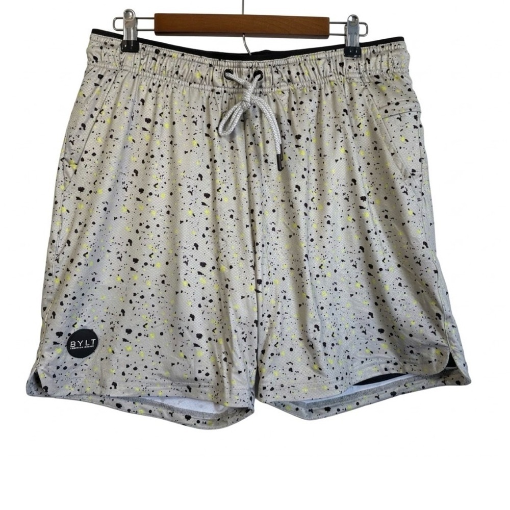 BYLT Premium Basics Men’s Splatter Print Athletic Shorts XL Lined